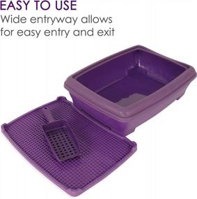 img 2 attached to High-Sided Outdoor Cat Litter Box With Mat And Scooper Set - SussexHome Pets - 20 X 15 X 6.1 Inches - Easy-Clean Purple Litter Pan For Optimal Cat Comfort And Hygiene.