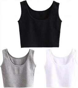 img 4 attached to 3-Pack HZH Short Yoga Dance Athletic Tank Crop Tops For Women Or Teens