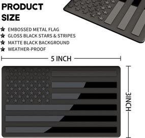 img 3 attached to Premium All Black Embossed 3D Metal American Flag Decal Stickers - Patriotic USA Car Bumper Stickers for Truck, Window, Motorcycle - Support US Military