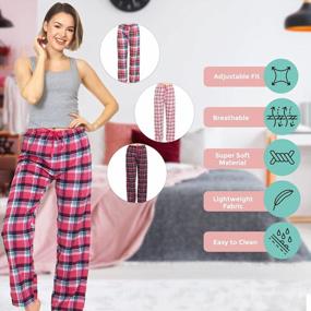 img 3 attached to Women'S Flannel Pajama Pants 3-Pack - Soft, Comfy Plaid Lounge & Sleepwear For Women.