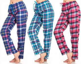 img 4 attached to Women'S Flannel Pajama Pants 3-Pack - Soft, Comfy Plaid Lounge & Sleepwear For Women.