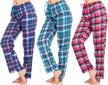 women's flannel pajama pants 3-pack - soft, comfy plaid lounge & sleepwear for women. logo