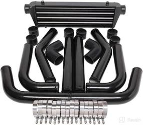 img 3 attached to 🔥 SUNROAD Universal Turbo Intercooler Kit - 28" x 7" x 2.5" with Intercooler + Bent Hoses (8pcs) + Straight Couplers (6pcs) + 90 Degrees Elbow Couplers (2pcs) + Clamps (16pcs) - Black Edition