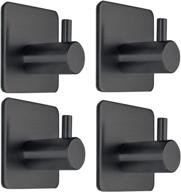 4 packs of heavy duty fotosnow black adhesive towel hooks - perfect for bathroom, kitchen & door! logo
