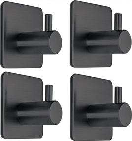 img 4 attached to 4 Packs Of Heavy Duty Fotosnow Black Adhesive Towel Hooks - Perfect For Bathroom, Kitchen & Door!