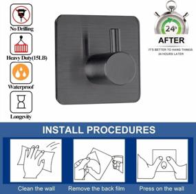 img 2 attached to 4 Packs Of Heavy Duty Fotosnow Black Adhesive Towel Hooks - Perfect For Bathroom, Kitchen & Door!