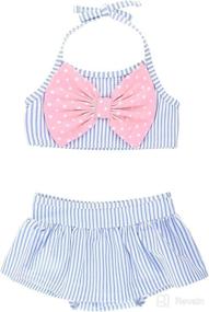 img 4 attached to Cute and Stylish RuffleButts® Baby/Toddler Girls Cropped Peplum Tankini 2 Piece Swimsuit with Ruffles