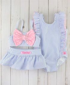 img 2 attached to Cute and Stylish RuffleButts® Baby/Toddler Girls Cropped Peplum Tankini 2 Piece Swimsuit with Ruffles