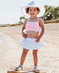 img 3 attached to Cute and Stylish RuffleButts® Baby/Toddler Girls Cropped Peplum Tankini 2 Piece Swimsuit with Ruffles