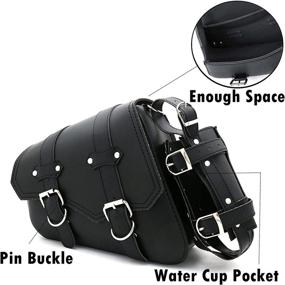 img 1 attached to 🏍️ Universal Motorcycle Saddle Bag with Cup Holder - Vintage PU Leather Waterproof Storage Side Bag (Left Side)