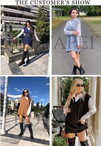 img 1 attached to Oversized Sleeveless Cable Knit Sweater Vest For Women - HOTAPEI V-Neck Sweaters And Tops