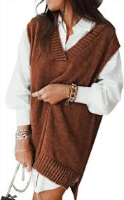 img 4 attached to Oversized Sleeveless Cable Knit Sweater Vest For Women - HOTAPEI V-Neck Sweaters And Tops
