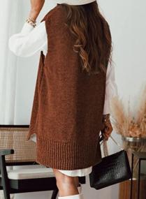 img 2 attached to Oversized Sleeveless Cable Knit Sweater Vest For Women - HOTAPEI V-Neck Sweaters And Tops