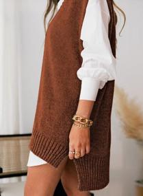 img 3 attached to Oversized Sleeveless Cable Knit Sweater Vest For Women - HOTAPEI V-Neck Sweaters And Tops