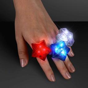 img 2 attached to Set Of 24 Light-Up Rings In Patriotic Red, White, And Blue Stars