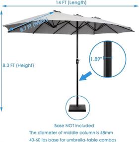 img 2 attached to Наслаждайтесь максимальным оттенком с 14-футовым зонтом для патио SUPERJARE — очень большая двусторонняя конструкция с механизмом Easy Crank — серый
