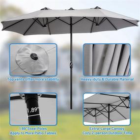 img 1 attached to Enjoy Ultimate Shade With SUPERJARE 14 Ft Outdoor Patio Umbrella - Extra Large, Dual-Sided Design With Easy Crank Mechanism - Gray