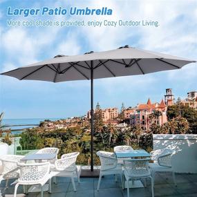 img 3 attached to Enjoy Ultimate Shade With SUPERJARE 14 Ft Outdoor Patio Umbrella - Extra Large, Dual-Sided Design With Easy Crank Mechanism - Gray
