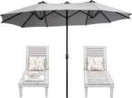 enjoy ultimate shade with superjare 14 ft outdoor patio umbrella - extra large, dual-sided design with easy crank mechanism - gray logo