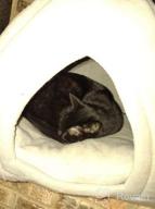 img 1 attached to Hollypet Self-Warming Cat Tent For Kittens And Small Dogs - 2 In 1 Triangle Feline House Hut With Washable Cushion - Indoor/Outdoor Pet Bed - Gray Antler - 16 X 16 X 17 Inches review by Mark Quarterman