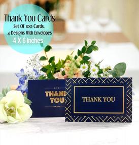 img 2 attached to 100-Pack Navy Business Thank You Cards With Envelopes, Handwritten Gold Foil Note Cards For Greetings, Notes, And Gifts - Blank On The Inside - Ideal For Assorted Occasions - Cavepop