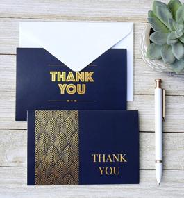 img 1 attached to 100-Pack Navy Business Thank You Cards With Envelopes, Handwritten Gold Foil Note Cards For Greetings, Notes, And Gifts - Blank On The Inside - Ideal For Assorted Occasions - Cavepop