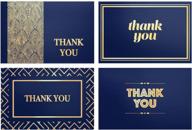 100-pack navy business thank you cards with envelopes, handwritten gold foil note cards for greetings, notes, and gifts - blank on the inside - ideal for assorted occasions - cavepop logo