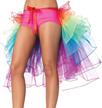 women's multi-color rainbow tiered organza lace bustle skirt - adjustable ribbon tie one size logo