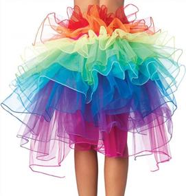 img 3 attached to Женская многоцветная радужная многоуровневая кружевная юбка из органзы с регулируемой лентой, один размер