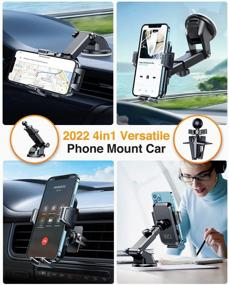 img 3 attached to 📱 VANMASS Car Phone Holder Mount - Securely Holds Big Phones, Heatproof Suction Cup, Hands-Free Dashboard Stand Compatible with iPhone Samsung [Black]