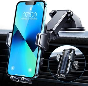 img 4 attached to 📱 VANMASS Car Phone Holder Mount - Securely Holds Big Phones, Heatproof Suction Cup, Hands-Free Dashboard Stand Compatible with iPhone Samsung [Black]