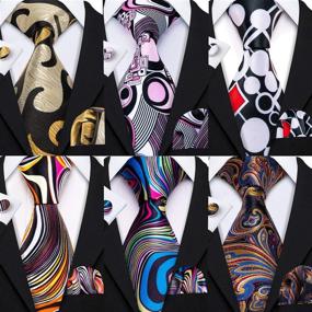 img 3 attached to Upgrade Your Style with Barry Wang Classic Necktie Jacquard Wedding Men's Accessories