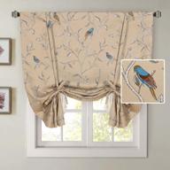 h.versailtex blacout tie up curtain 63 inch length thermal insulated window curtains adjustable tie up shade balloon rod pocket curtain panel - 42x63 - taupe birds pattern logo