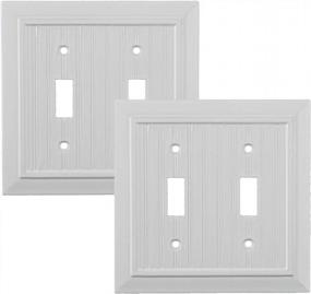img 4 attached to Pack Of 2 Wall Plate Outlet Switch Covers By SleekLighting Classic White Beadboard Wall Plates Variety Of Styles: Decorator/Duplex/Toggle/Blank / & Combo Size: 2 Gang Toggle
