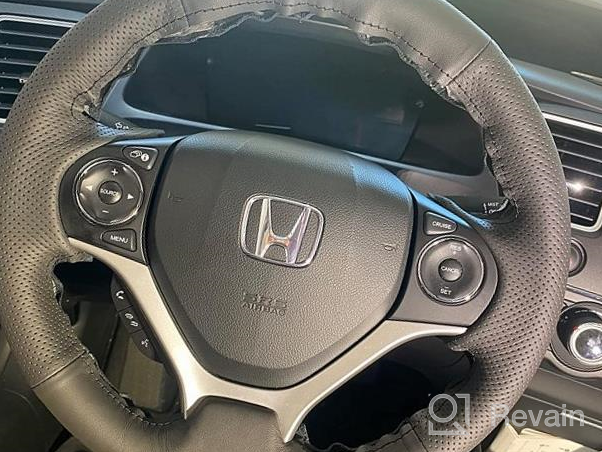 img 1 attached to Eiseng Genuine Leather Steering Wheel Cover DIY Stitch-On Wrap For Honda Civic 2012-2015 Interior Accessories - Black With 13.5-14.5 Inch Diameter And Thread Color review by Jeremy Gaines