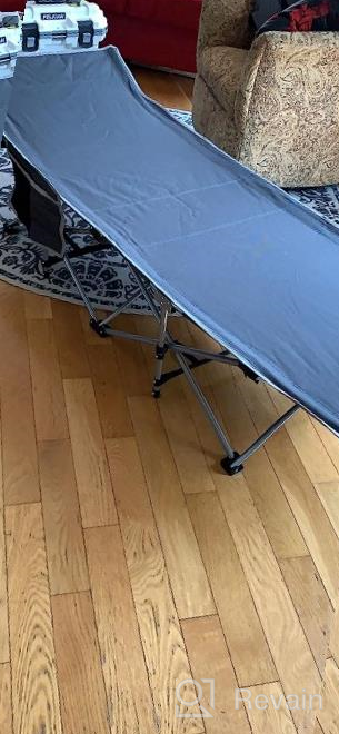 img 1 attached to Zone Tech Folding Outdoor Travel Cot - Classic Grey Premium Quality Lightweight Portable Heavy Duty Adult And Kids Travel Cot With Large Pocket-Perfect For Hiking, Camping, And Other Outdoor Activity review by Jim Worthington