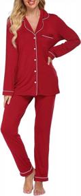 img 4 attached to Soft And Cozy Women'S Button-Down Pajama Sets For Comfy Lounging!