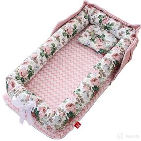 img 4 attached to Breathable Cotton Co-Sleeping Baby Bed - Portable Baby Bassinet for Bed and Travel - Baby Nest Sleeper - 100% Cotton Crib for Bedroom or Travel (0-24 Months) in Rose