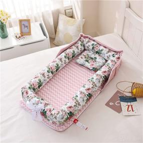 img 2 attached to Breathable Cotton Co-Sleeping Baby Bed - Portable Baby Bassinet for Bed and Travel - Baby Nest Sleeper - 100% Cotton Crib for Bedroom or Travel (0-24 Months) in Rose