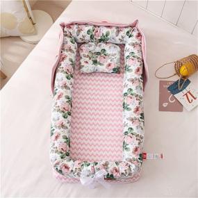 img 3 attached to Breathable Cotton Co-Sleeping Baby Bed - Portable Baby Bassinet for Bed and Travel - Baby Nest Sleeper - 100% Cotton Crib for Bedroom or Travel (0-24 Months) in Rose