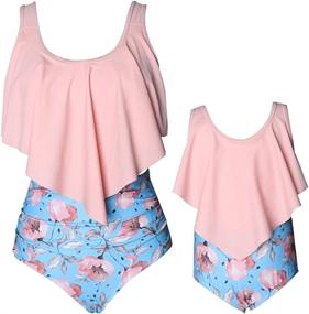 img 4 attached to 👙 Matching Family Two Piece Bikini Set - Baby Girls Swimsuits & Mommy and Me Bathing Suits