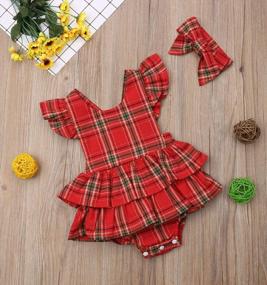 img 3 attached to Christmas Plaid Deer Outfit For Baby Boy Girl - Long Sleeve Shirt-Like Rompers Bodysuit Xmas Clothes