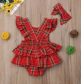 img 2 attached to Christmas Plaid Deer Outfit For Baby Boy Girl - Long Sleeve Shirt-Like Rompers Bodysuit Xmas Clothes