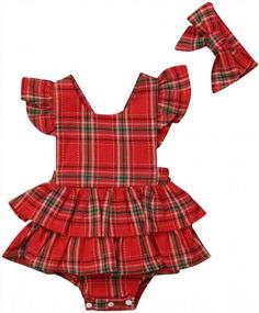 img 4 attached to Christmas Plaid Deer Outfit For Baby Boy Girl - Long Sleeve Shirt-Like Rompers Bodysuit Xmas Clothes