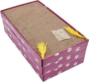 img 4 attached to 🐱 Peekab Cat Scratcher Cardboard Wide Pad with Reversible Scratch Bad - 3 Pack with Catnip & Box Included!