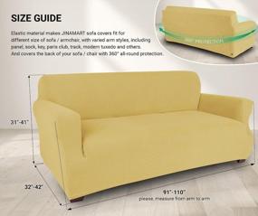 img 1 attached to Stretch Sofa Cover For 4-Seat Couch, X-Large Size, 1-Piece Design In Mustard Beige By JINAMART