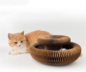 img 4 attached to 🐾 Enkman Magic Organ Cat Scratching Board: Foldable, Durable & Interactive Cat Toy with Kring Ball - Ideal for Grinding and Scratching - Recyclable & Comes with Bonus Toy!
