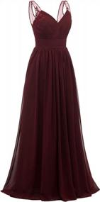 img 3 attached to Long V-Neck Bridesmaid Dresses With Pleats, Chiffon And Tulle Fabric, Straps For Wedding, Formal Events And Prom - Yexinbridal