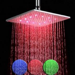 img 4 attached to 10 Inch Large Square Rainfall LED Shower Head - High Pressure, Chrome Finish For Bathroom