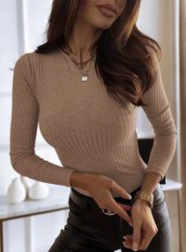 img 3 attached to Women'S Knit Ribbed Long Sleeve T Shirts Fall Winter Fashion Clothes Crewneck Slim Fit Basic Soft Tee Tops For Women